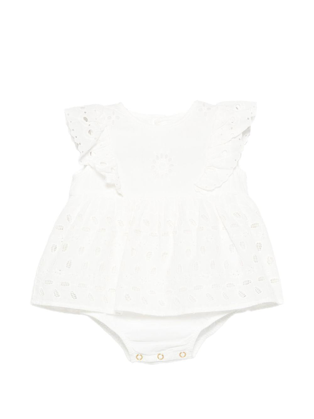 Abito per neonata Louise Misha bianco con dettagli traforati - Rubino Kids