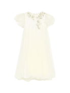 Abito per neonata Maison Ava giallo con applicazioni floreali - Rubino Kids