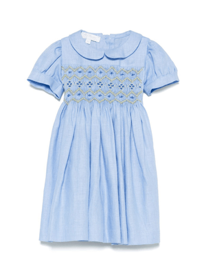 Abito per neonata Mariella Ferrari azzurro con inserto con punto smock