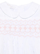 Abito per neonata Mariella Ferrari bianco con inserto con punto smock - Rubino Kids