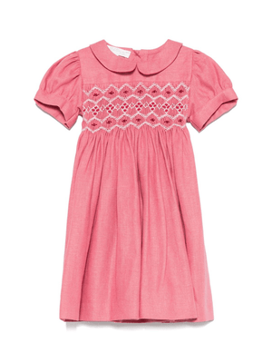 Abito per neonata Mariella Ferrari rosa con inserto con punto smock