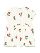 Abito per neonata Mini Rodini beige con stampa grafica e dettaglio con ruches - Rubino Kids