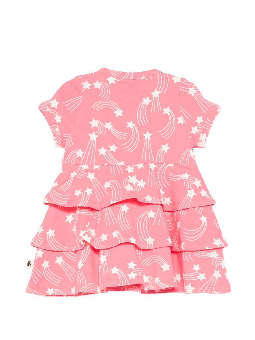 Abito per neonata Mini Rodini rosa con stampa stelle all - over - Rubino Kids