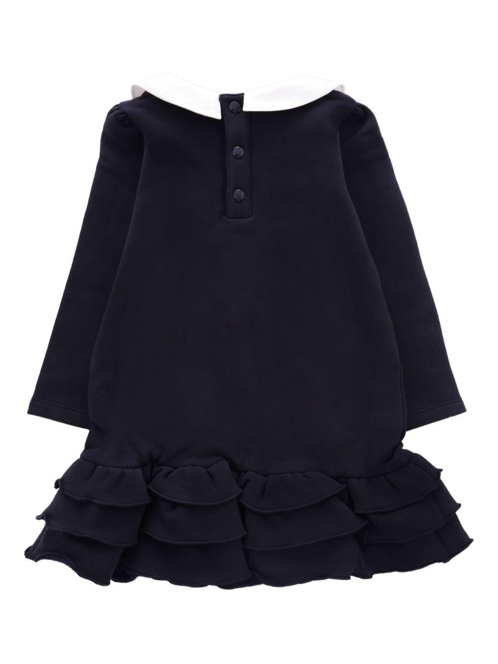 Abito per neonata Moncler Enfant blu con colletto alla Peter Pan - Rubino Kids