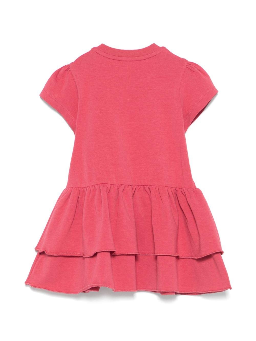 Abito per neonata Moncler Enfant rosa a maniche corte - Rubino Kids