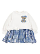 Abito per neonata Monnalisa azzurro con ricamo Bear - Rubino Kids