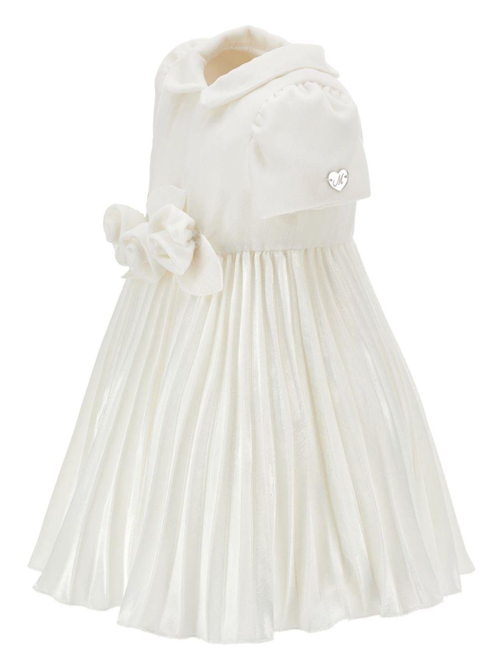 Abito per neonata Monnalisa bianco con colletto plissettato - Rubino Kids