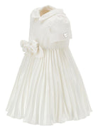 Abito per neonata Monnalisa bianco con colletto plissettato - Rubino Kids