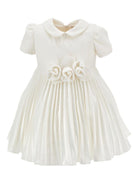 Abito per neonata Monnalisa bianco con colletto plissettato - Rubino Kids