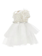 Abito per neonata Monnalisa bianco con decorazione con paillettes - Rubino Kids