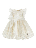 Abito per neonata Monnalisa bianco con dettaglio fiocco sul davanti - Rubino Kids