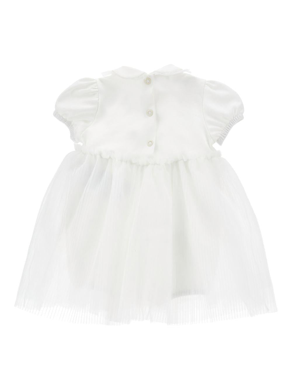 Abito per neonata Monnalisa bianco con dettaglio rosa - Rubino Kids