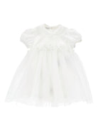 Abito per neonata Monnalisa bianco con dettaglio rosa - Rubino Kids