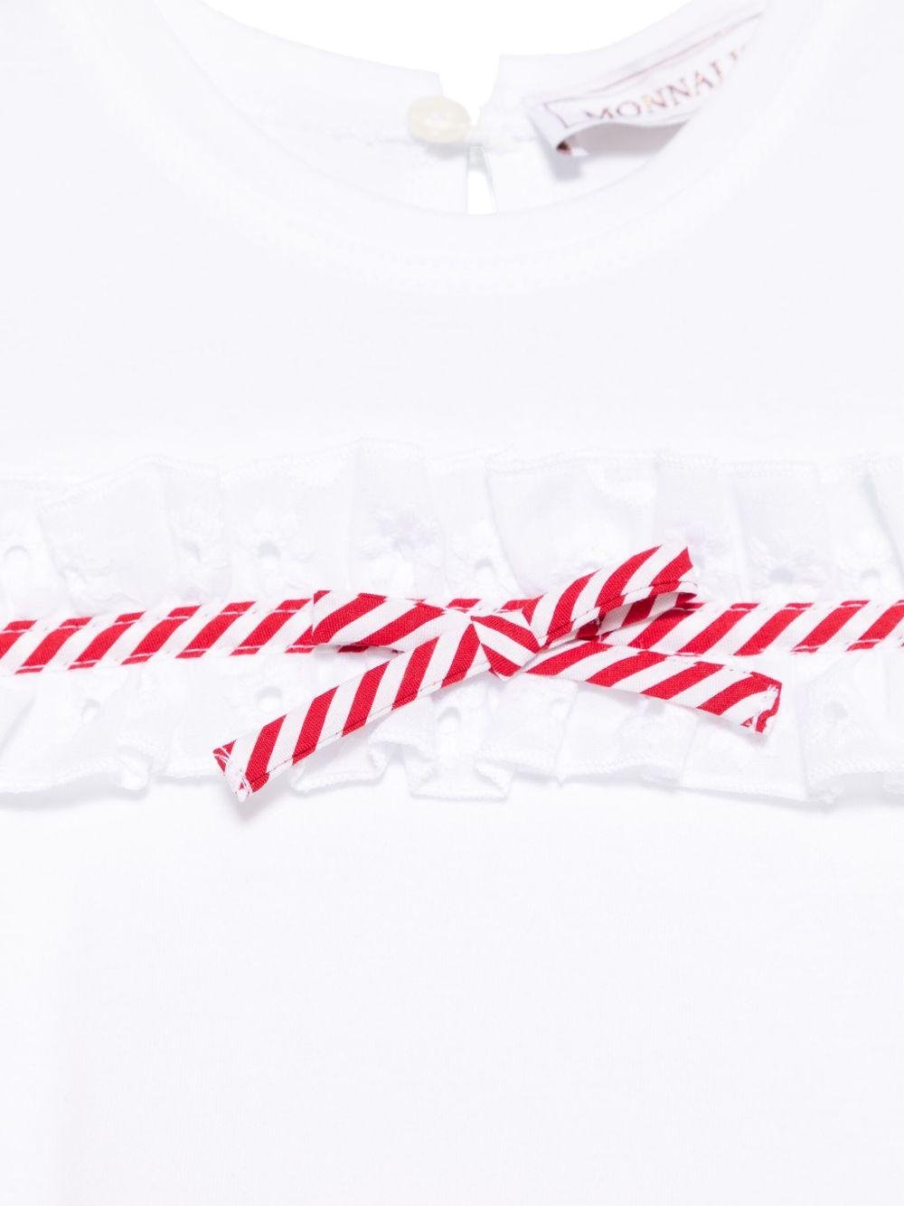 Abito per neonata Monnalisa bianco con gonna con balze a pois - Rubino Kids