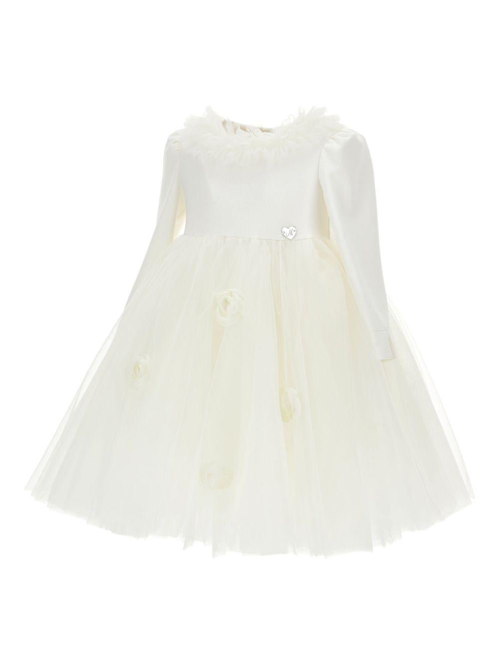 Abito per neonata Monnalisa bianco con maniche lunghe - Rubino Kids