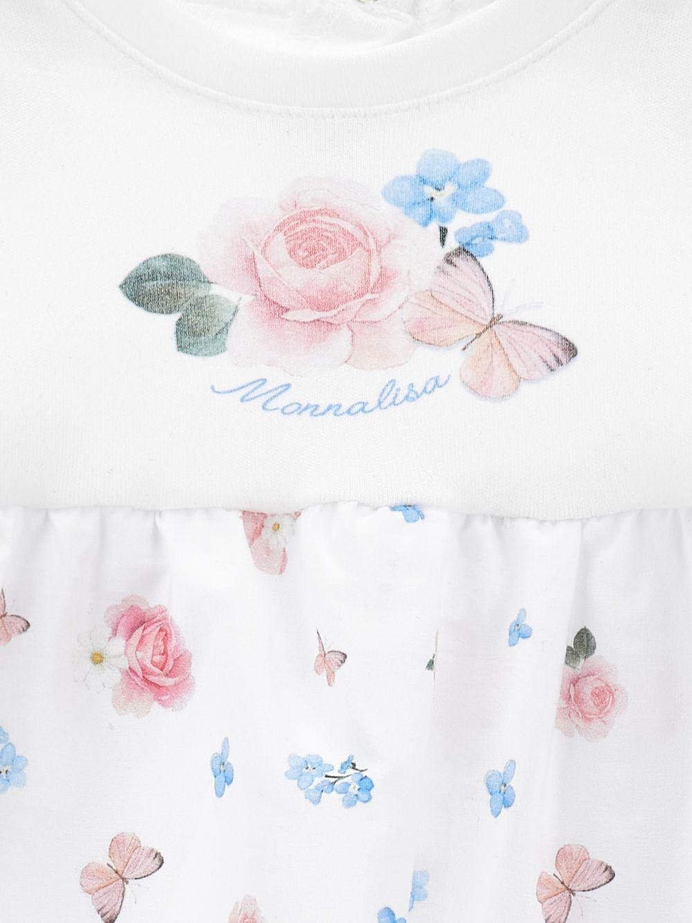 Abito per neonata Monnalisa bianco con stampa a fiori - Rubino Kids