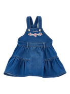Abito per neonata Monnalisa denim con ricamo a fiori - Rubino Kids