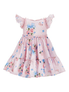 Abito per neonata Monnalisa rosa a fiori con ruches - Rubino Kids