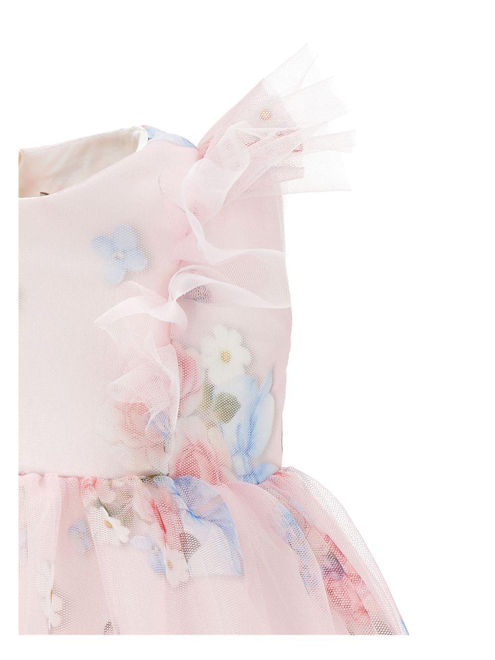 Abito per neonata Monnalisa rosa con stampa a fiori - Rubino Kids