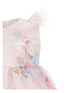 Abito per neonata Monnalisa rosa con stampa a fiori - Rubino Kids