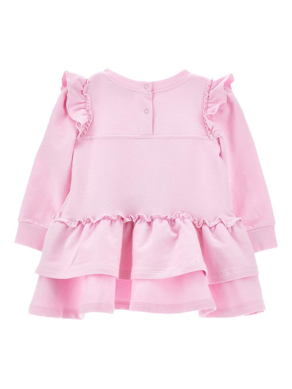 Abito per neonata Monnalisa rosa con stampa grafica sul davanti - Rubino Kids