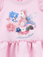 Abito per neonata Monnalisa rosa con stampa grafica sul davanti - Rubino Kids