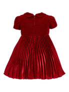 Abito per neonata Monnalisa rosso con colletto plissettato - Rubino Kids