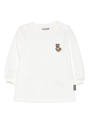 Moschino Kids white dress for baby girls with puff sleeves