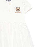 Abito per neonata Moschino Kids bianco con ricamo Teddy Bear - Rubino Kids