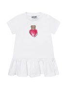 Abito per neonata Moschino Kids bianco con stampa Teddy Bear - Rubino Kids