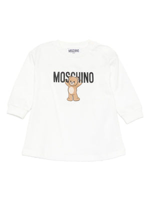 Moschino Kids white dress for baby girls with Teddy Bear print