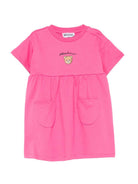 Abito per neonata Moschino Kids fucsia con stampa Teddy Bear sul davanti - Rubino Kids