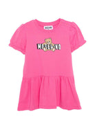 Abito per neonata Moschino Kids rosa con dettagli arricciati - Rubino Kids