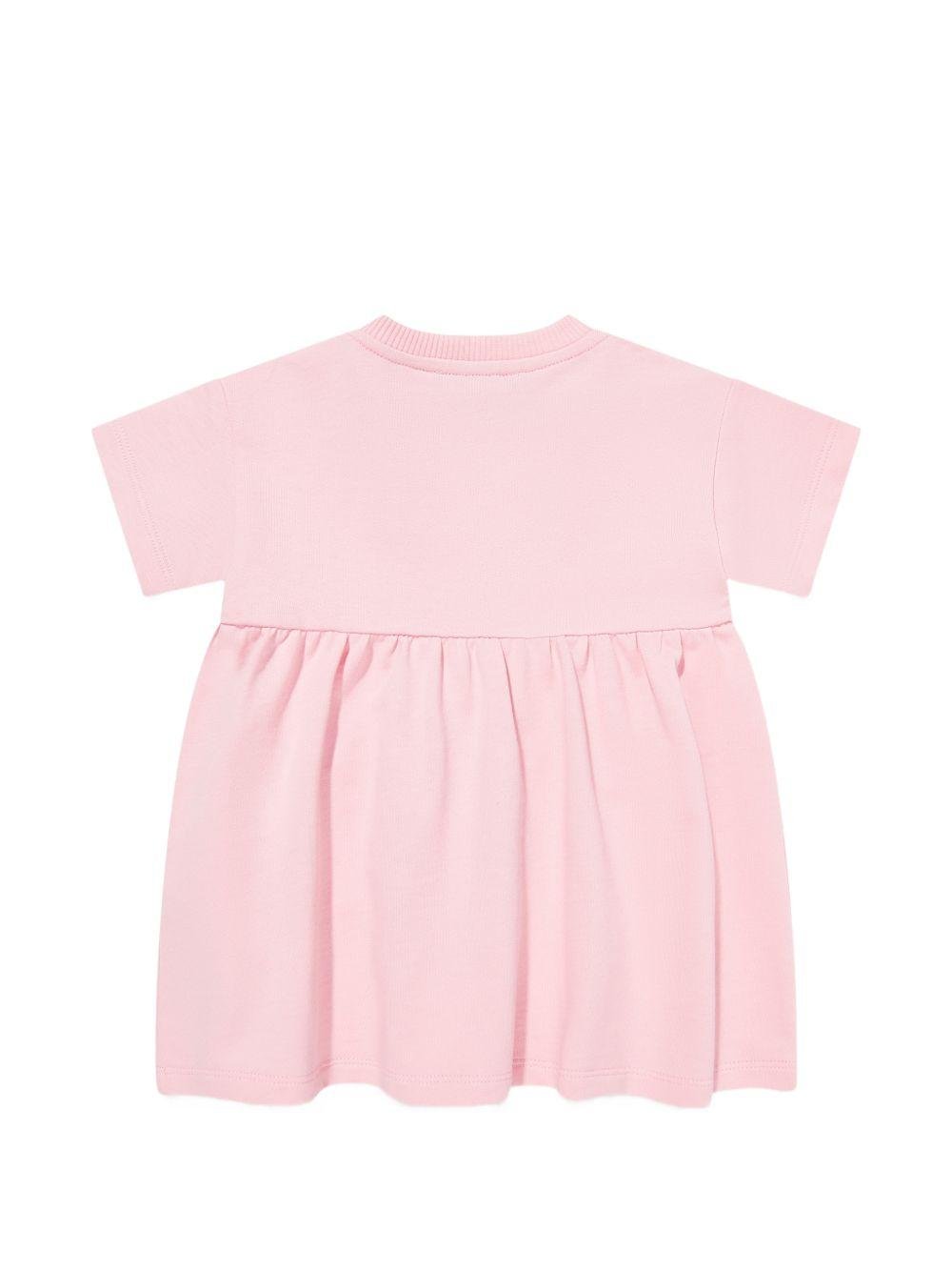 Abito per neonata Moschino Kids rosa con stampa Teddy Bear sul davanti - Rubino Kids