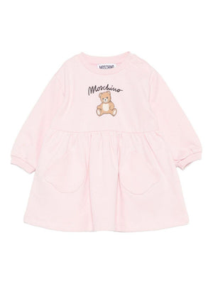 Moschino Kids pink dress for baby girls with teddy print