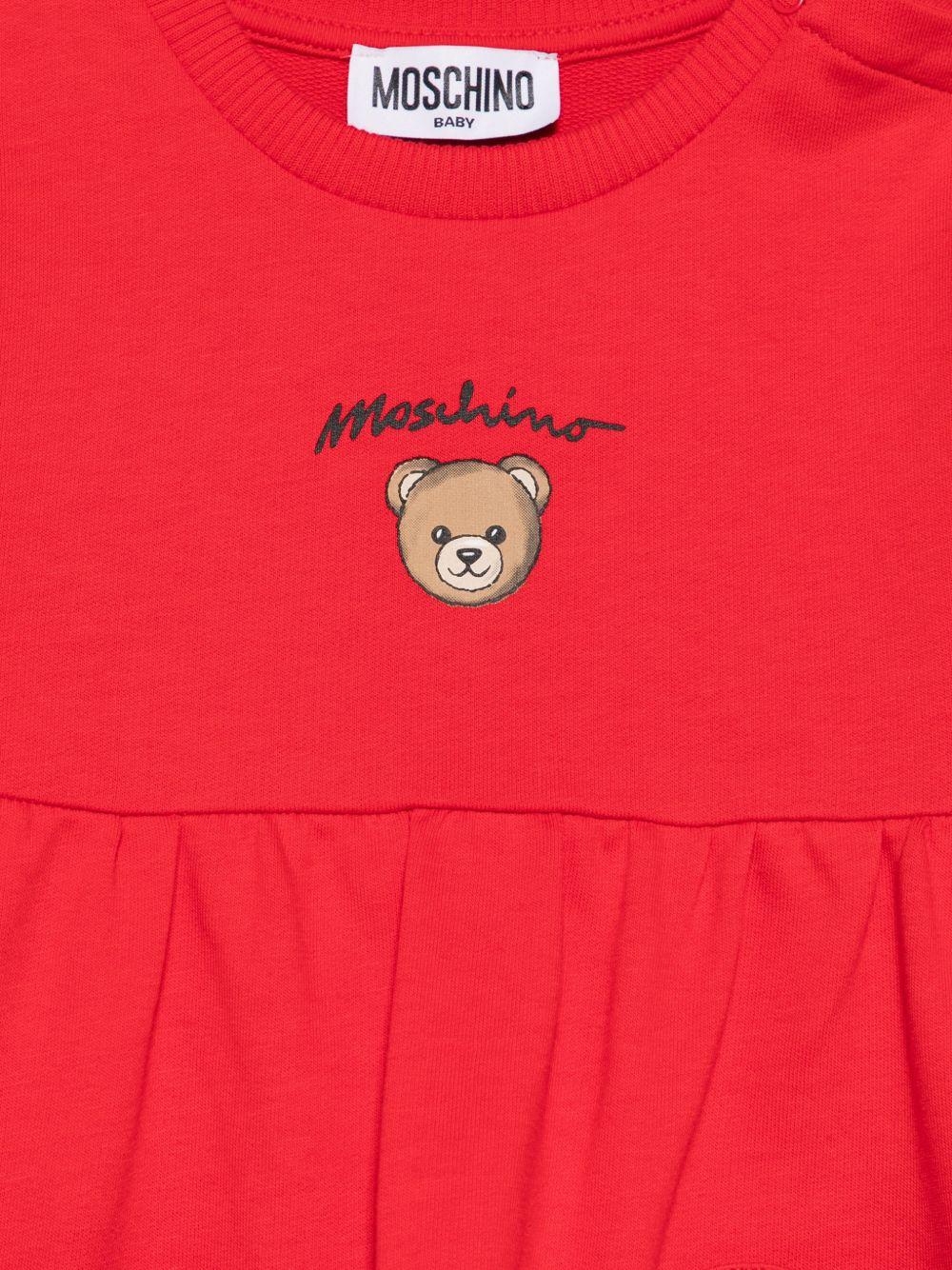 Abito per neonata Moschino Kids rosso con stampa Teddy Bear sul davanti - Rubino Kids