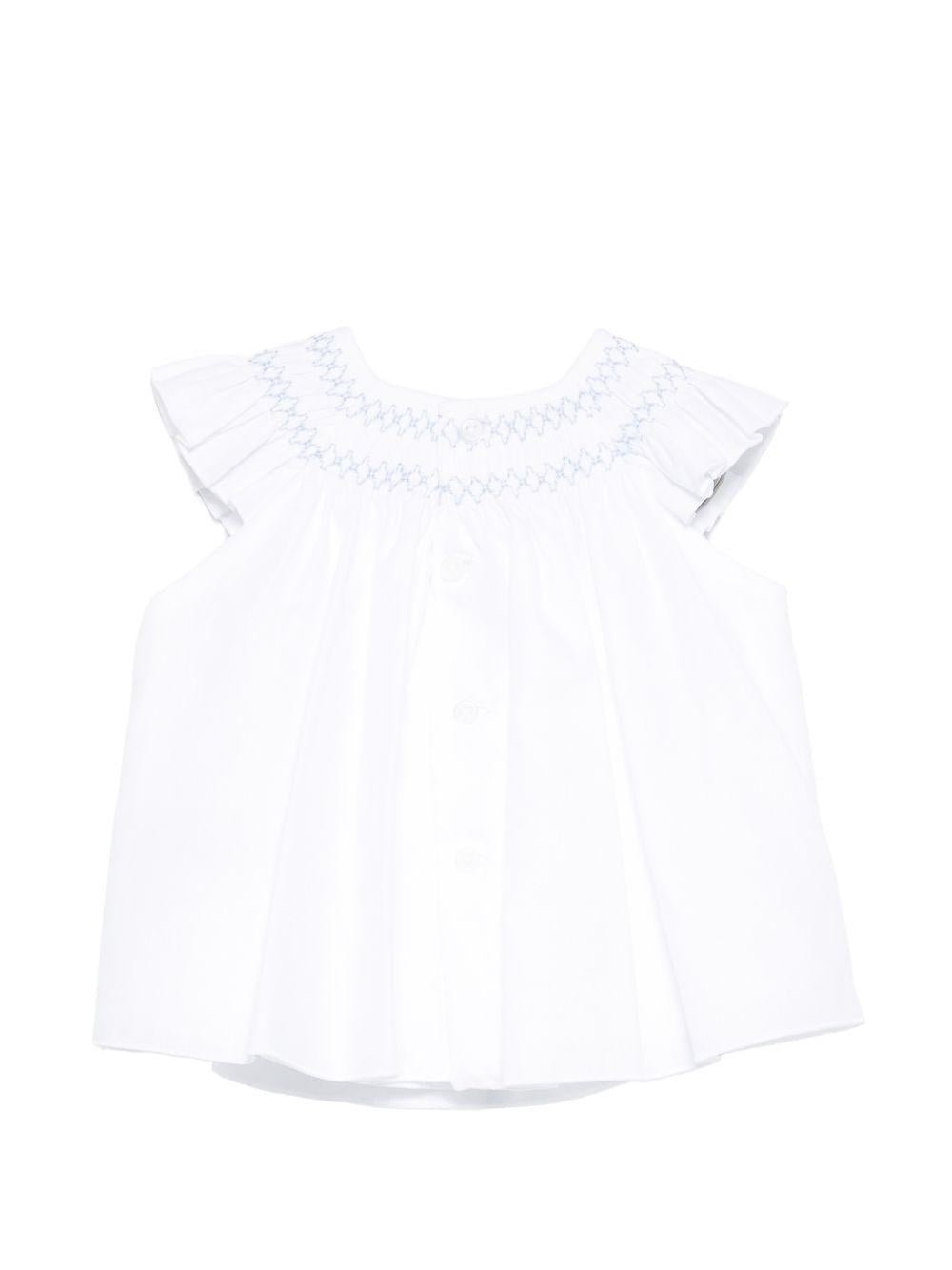 Abito per neonata Paz Rodriguez bianco con dettaglio con punto smock - Rubino Kids