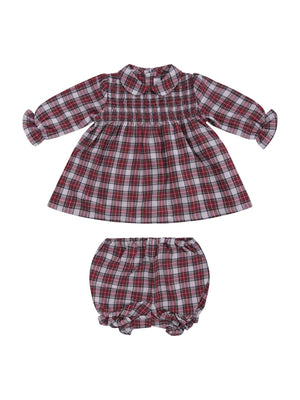 Abito per neonata Pepecè rosso con motivo a quadri