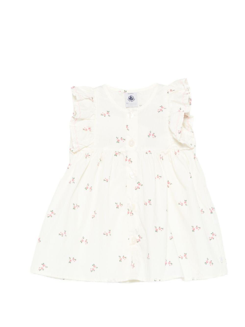 Abito per neonata Petit Bateau bianco con stampa a fiori - Rubino Kids