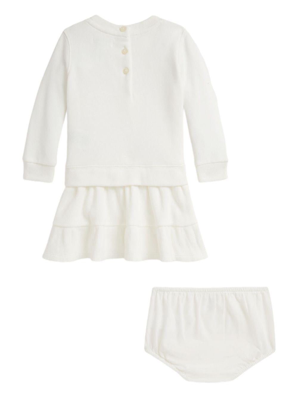Abito per neonata Polo Ralph Lauren Kids bianco con stampa Polo Bear - Rubino Kids