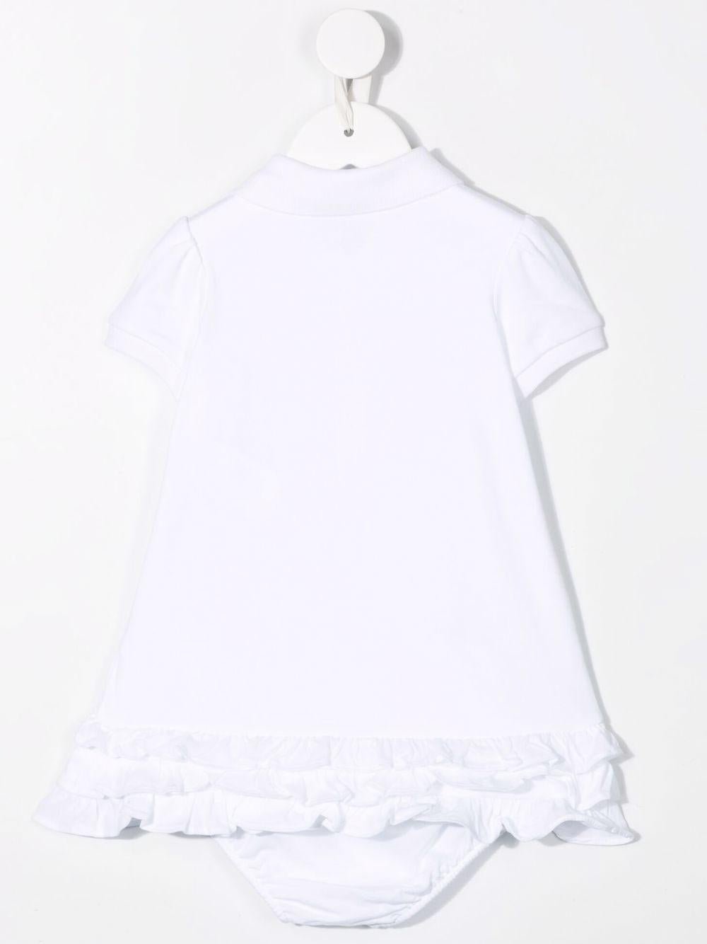 Abito per neonata POLO RALPH LAUREN KIDS bianco in cotone con ricamo - Rubino Kids