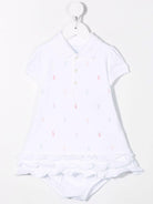 Abito per neonata POLO RALPH LAUREN KIDS bianco in cotone con ricamo - Rubino Kids
