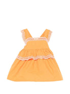 Abito per neonata Stella McCartney Kids arancione in pizzo sangallo - Rubino Kids