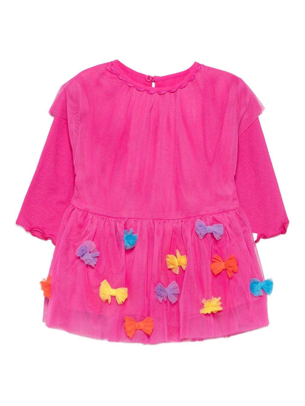 Abito per neonata Stella McCartney Kids fucsia con dettagli in tulle - Rubino Kids