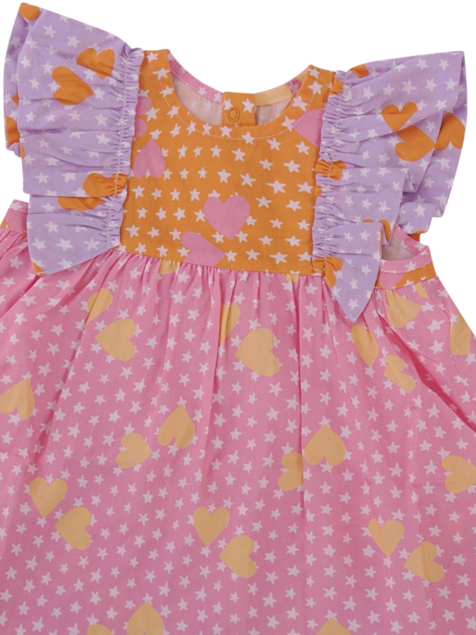 Abito per neonata Stella McCartney Kids multicolore con maniche a ruches - Rubino Kids