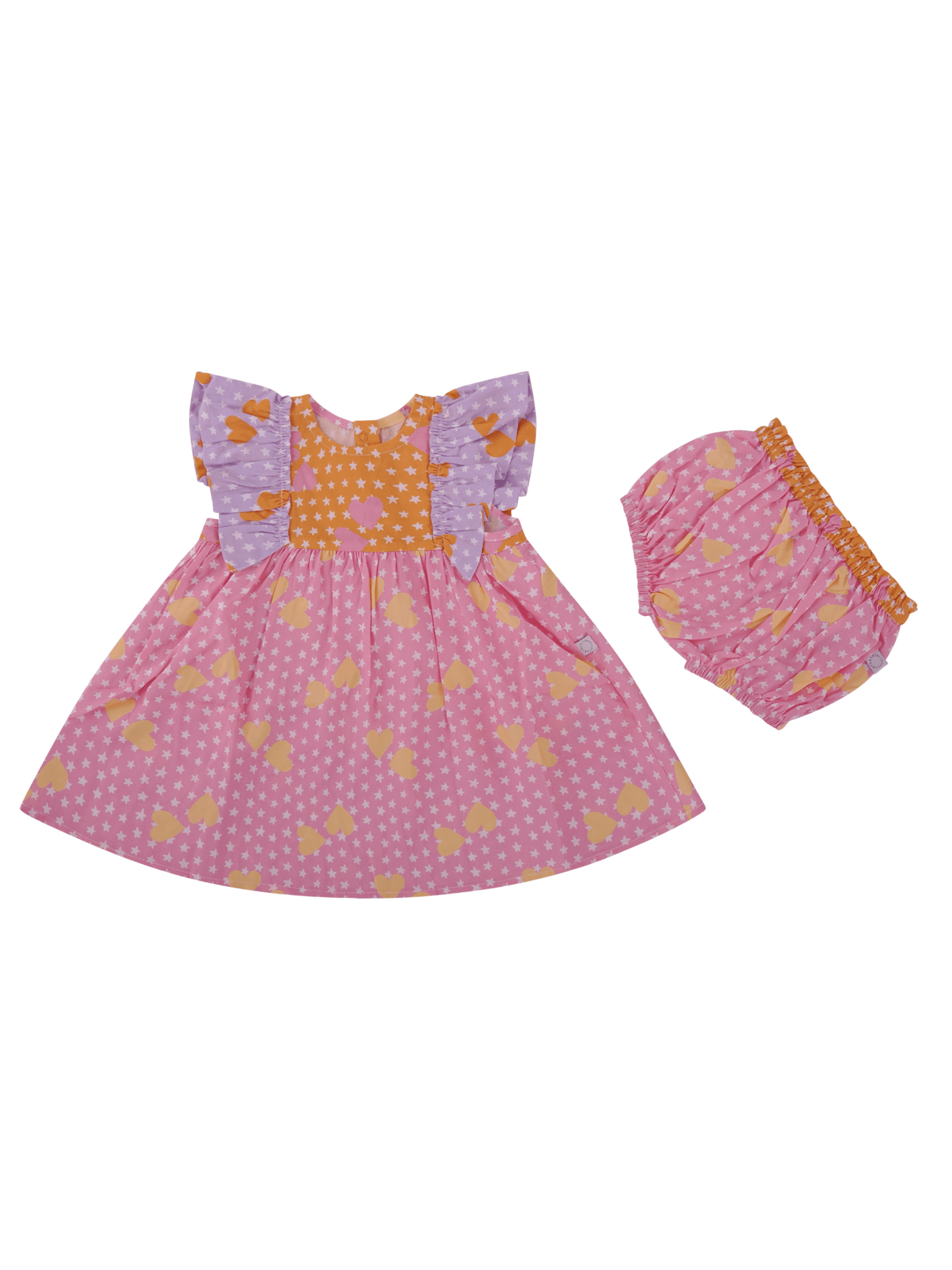 Abito per neonata Stella McCartney Kids multicolore con maniche a ruches - Rubino Kids
