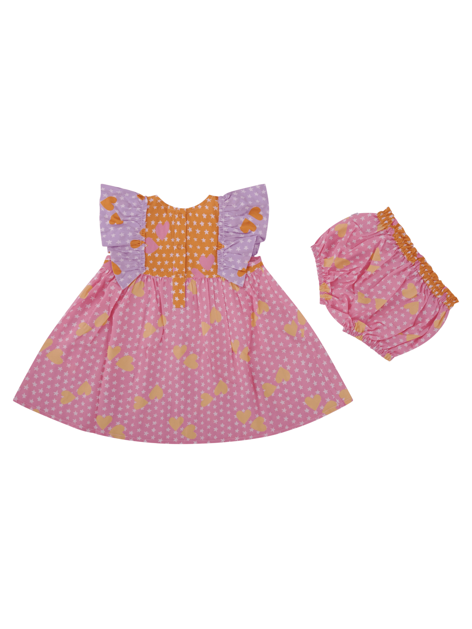 Abito per neonata Stella McCartney Kids multicolore con maniche a ruches - Rubino Kids