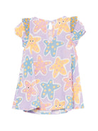 Abito per neonata Stella McCartney Kids viola con stampa stelle marine all - over - Rubino Kids