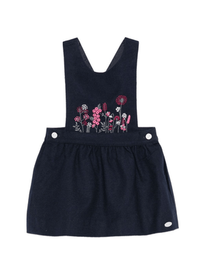 Tartine Et Chocolate baby girl's dress in blue with floral embroidery