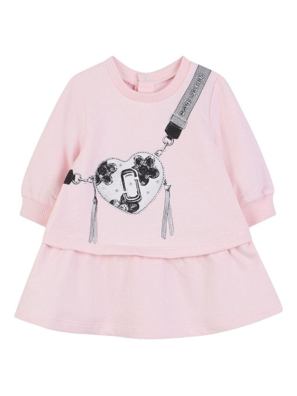 Abito per neonata The Marc Jacobs Kids rosa con stampa con cuore - Rubino Kids